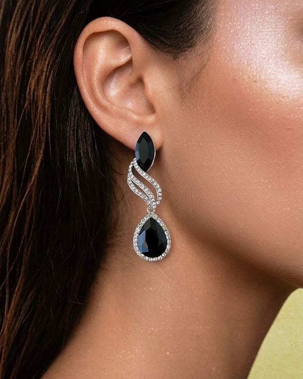 Aretes colgantes gota azul noche