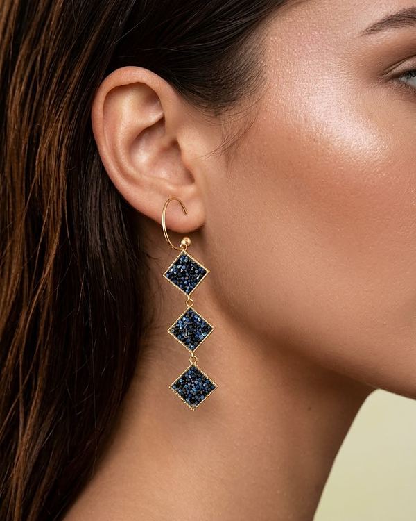 Aretes geométricos rombos azules