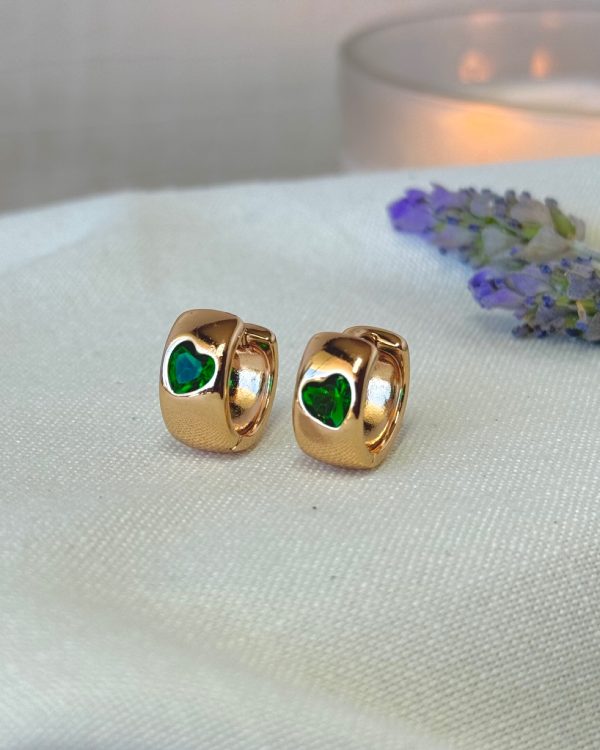 Aretes dormilona corazón verde